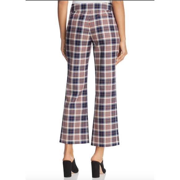 Tory Burch Garrett Plaid Crop Flare Pant Size 4 - Picture 3 of 11